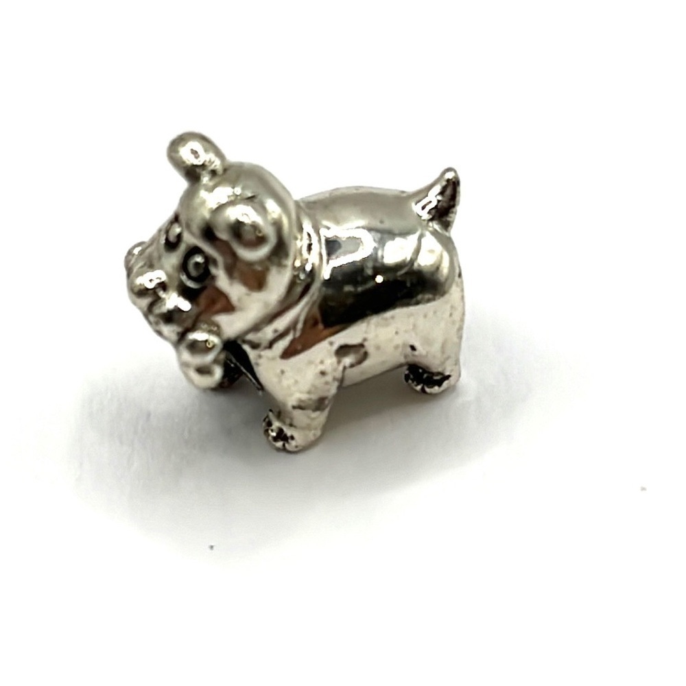Sterling Silver Dog charm with bone Slide style charm Dog Lover